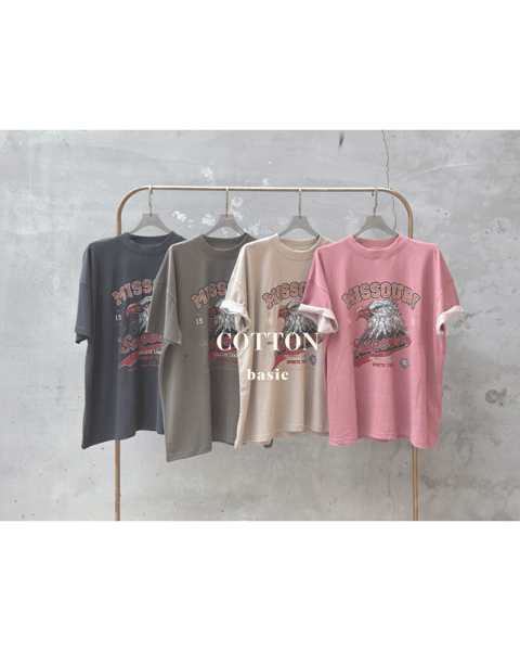 美國棉水洗刷舊圖T