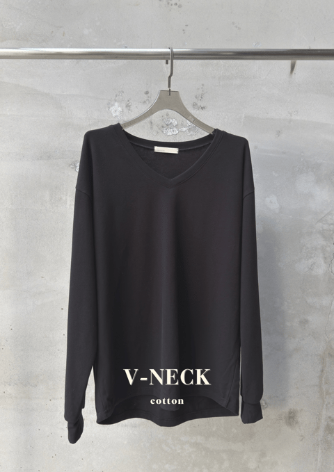好舒服V領純棉長袖T