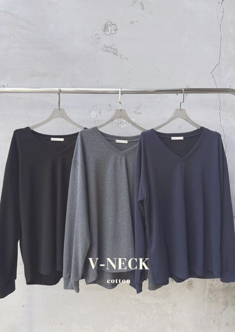 好舒服V領純棉長袖T