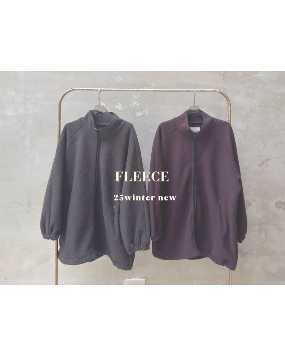 立領Fleece拉鍊短大衣